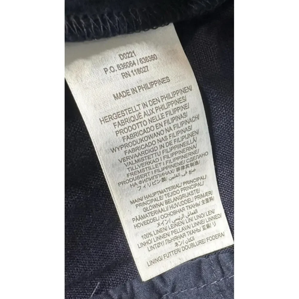 Linen Cross Over Jumpsuit 10 Petite Navy Blue Wide Leg - Picture 7 of 8